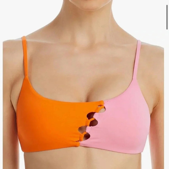 NWT L*Space Solstice Bikini Top Orange Pink Size S - Picture 1 of 9